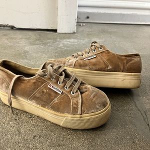 Cream colored superga platform sneakers size 6.5!